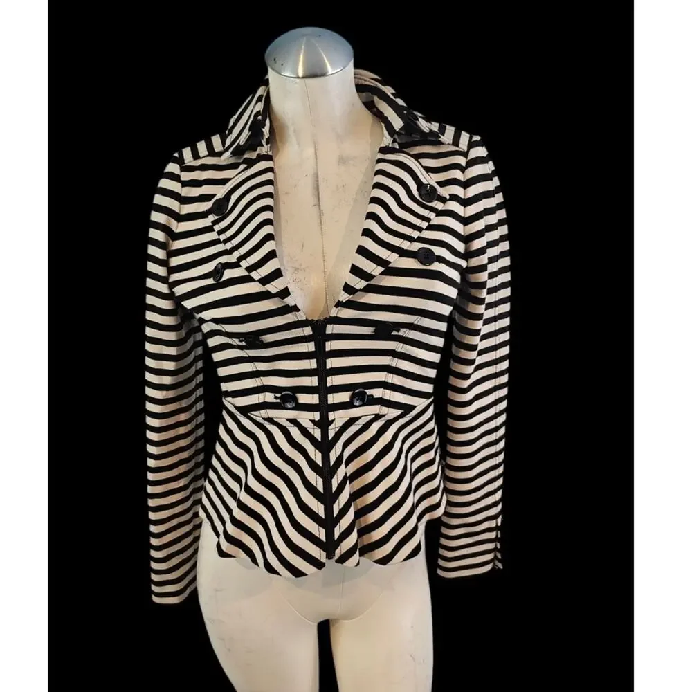 White House Black Market Size 00 Tan Black Double Breasted Blazer